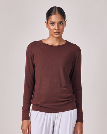 Blusa Manga Longa Texture - Chocolate