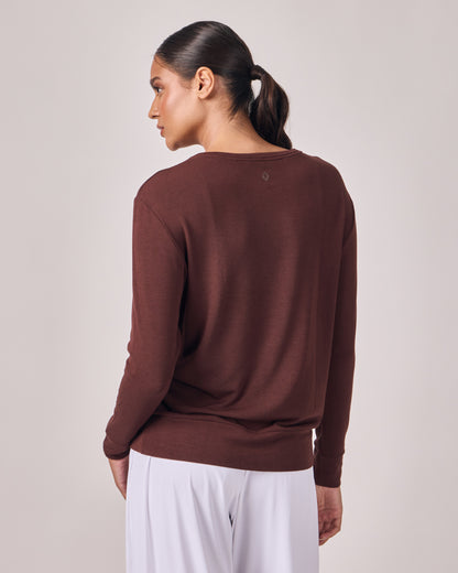 Blusa Manga Longa Texture - Chocolate