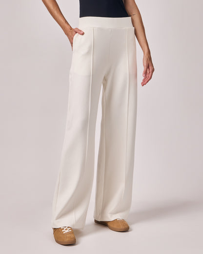 Calça Ampla Casual Cós Liso - Off White