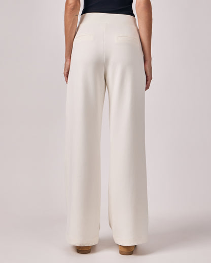 Calça Ampla Casual Cós Liso - Off White