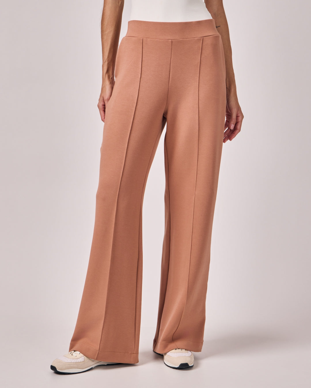 Calça Ampla Casual Cós Liso - Mocha