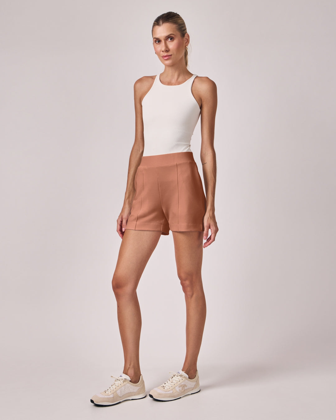 Shorts Casual Cós Liso - Mocha