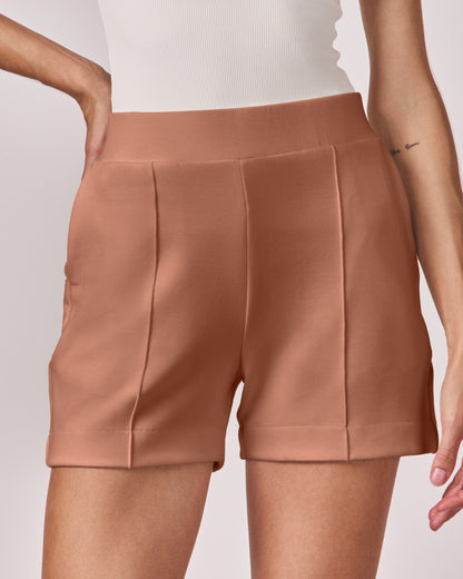 Shorts Casual Cós Liso - Mocha