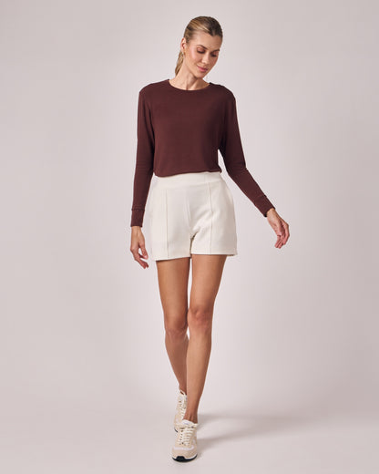 Shorts Casual Cós Liso - Off White
