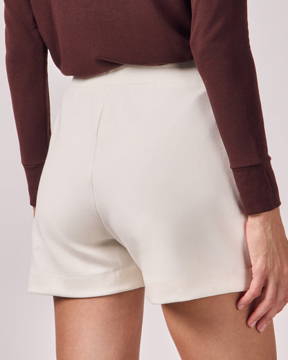Shorts Casual Cós Liso - Off White