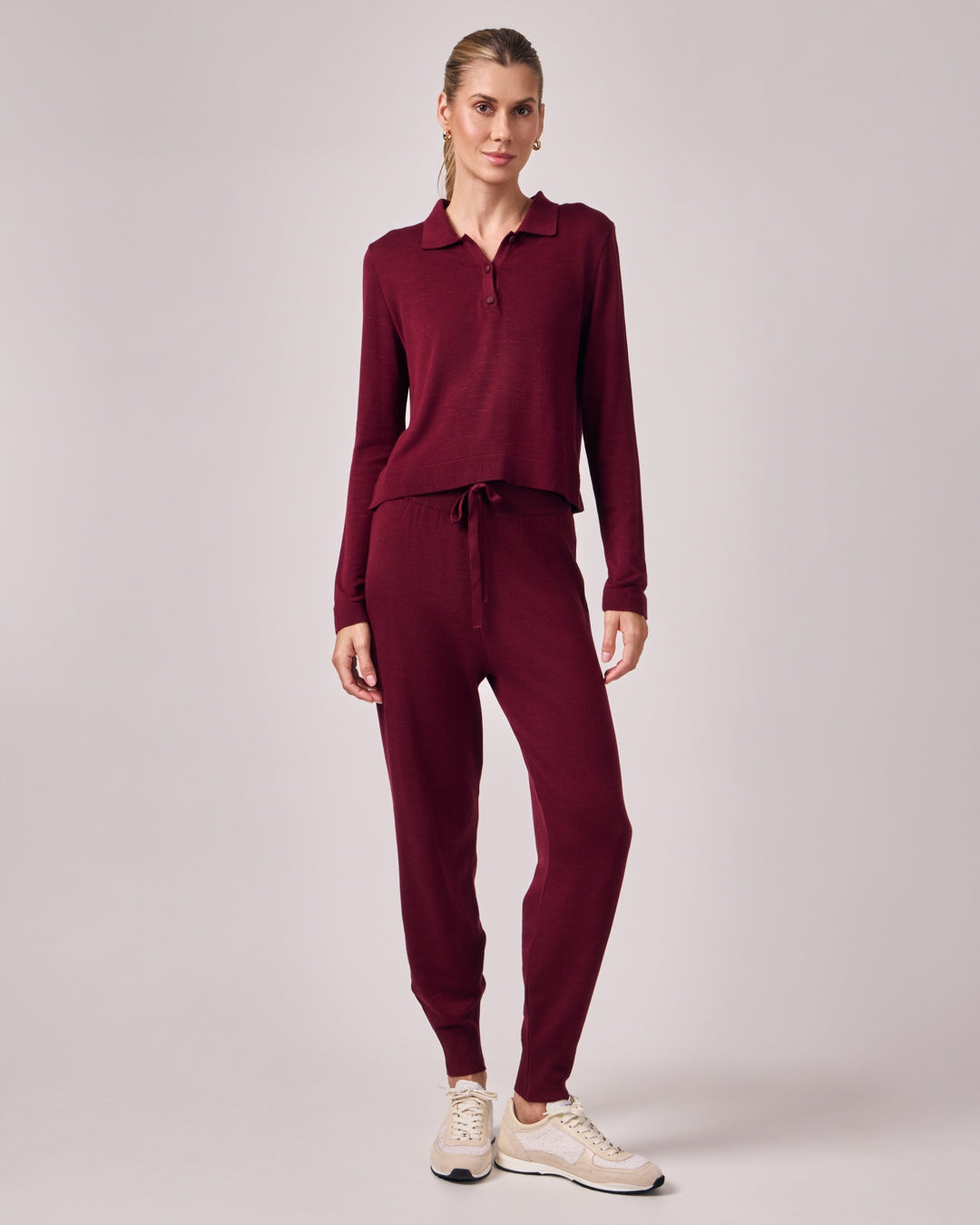 Polo Manga Longa Tricot - Merlot