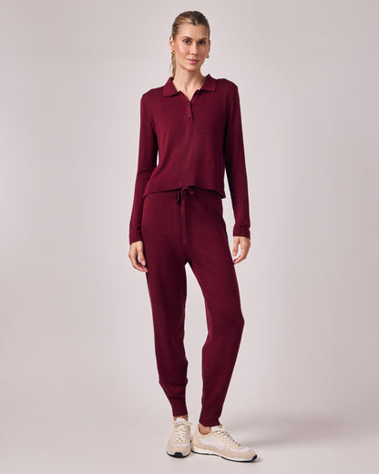Polo Manga Longa Tricot - Merlot