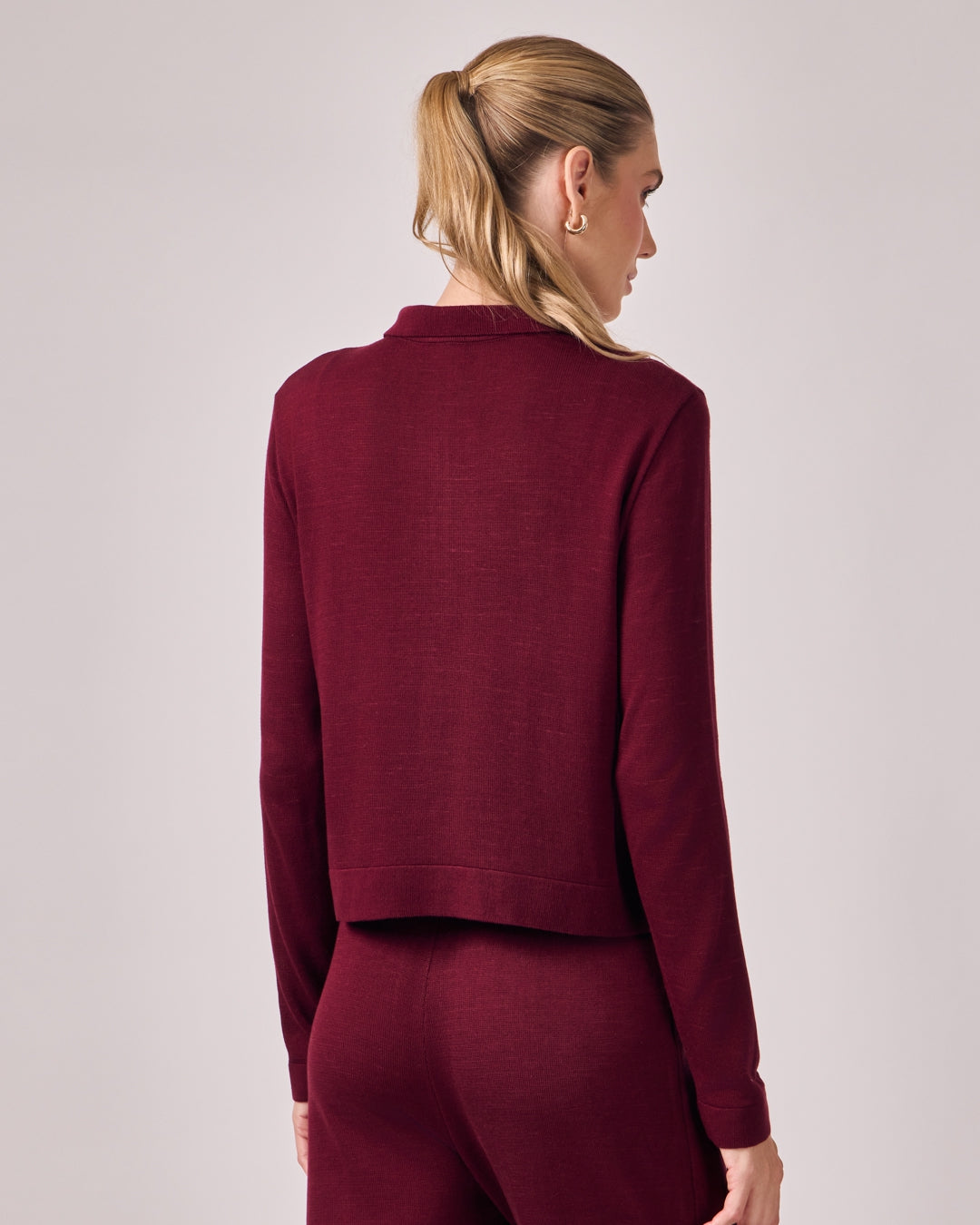 Polo Manga Longa Tricot - Merlot