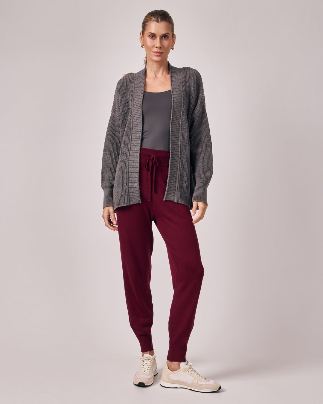 Casaco Tricot com Cinto - Cinza Chumbo