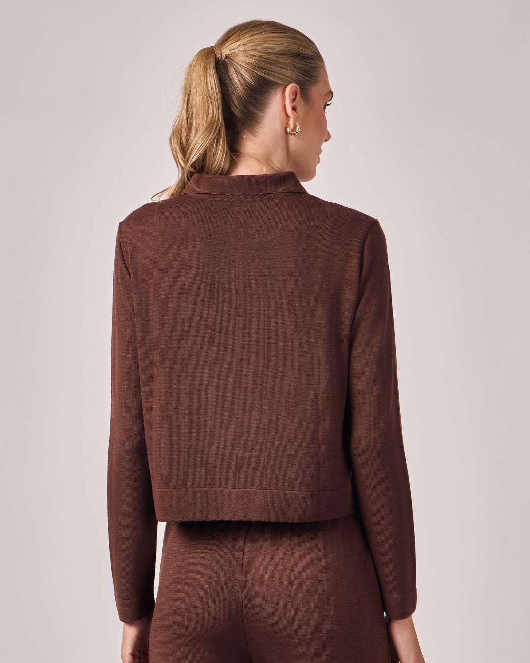 Polo Manga Longa Tricot - Café Torrado