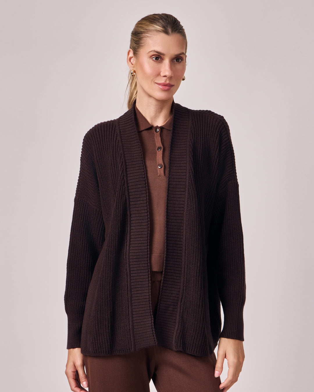 Casaco Tricot com Cinto - Dark Chocolate