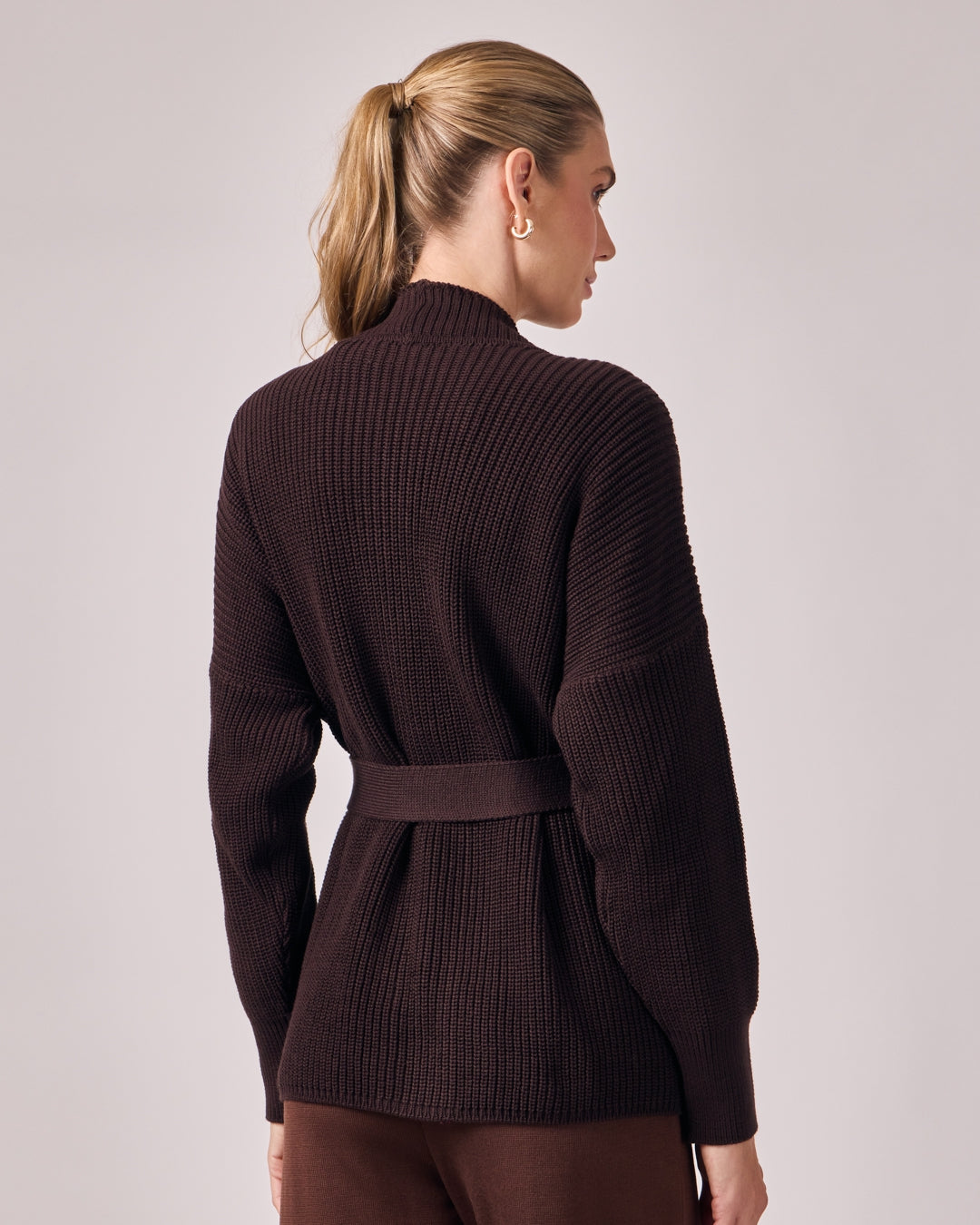 Casaco Tricot com Cinto - Dark Chocolate