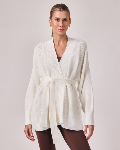 Casaco Tricot com Cinto - Off White