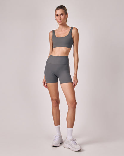 Shorts Biker Rib - Cinza Chumbo