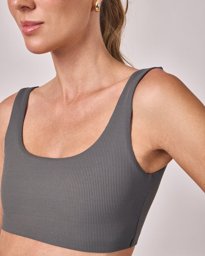 Top Basic Rib - Cinza Chumbo