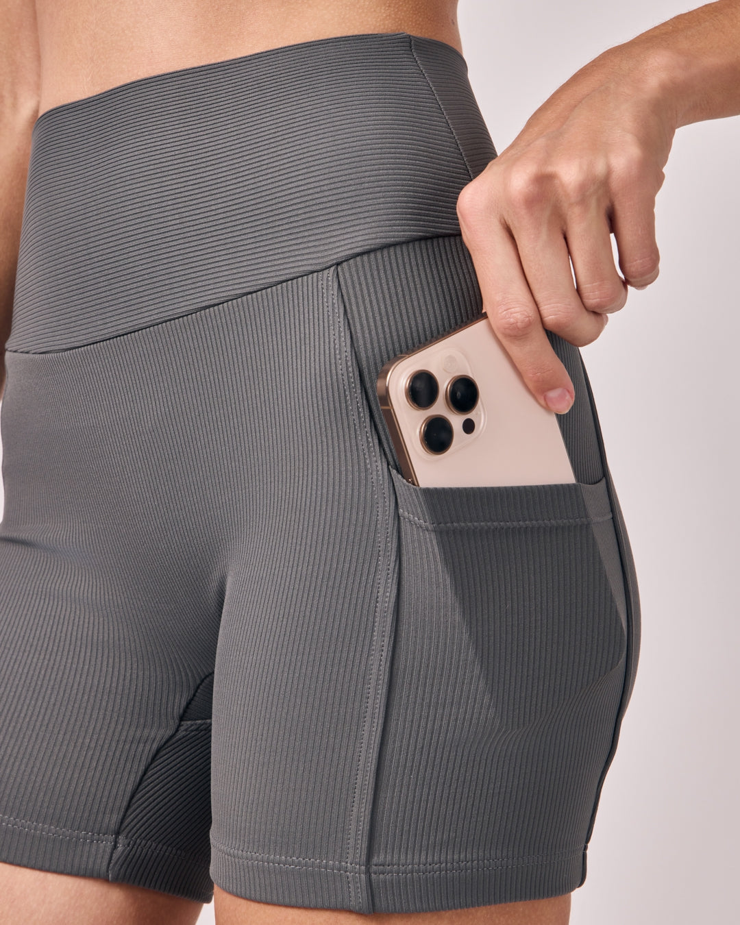 Shorts Biker Rib - Cinza Chumbo