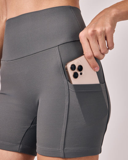 Shorts Biker Rib - Cinza Chumbo