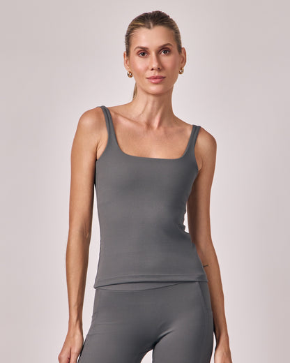Regata Basic Rib - Cinza Chumbo
