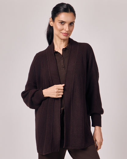 Casaco Tricot com Cinto - Dark Chocolate