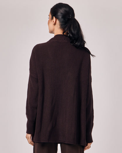 Casaco Tricot com Cinto - Dark Chocolate