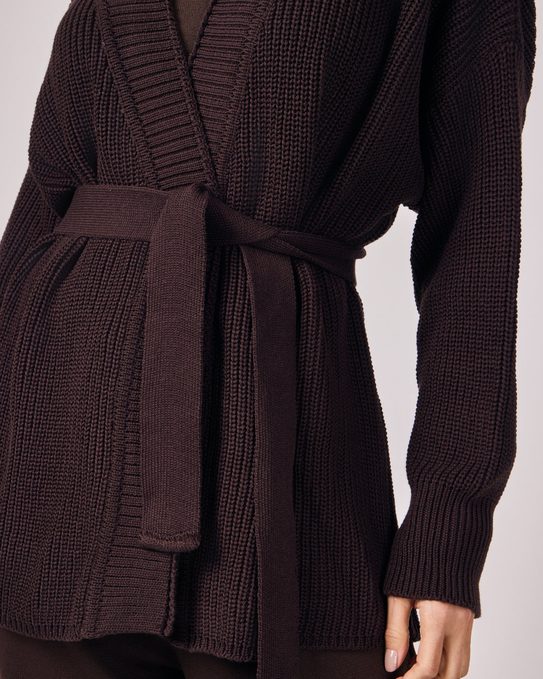 Casaco Tricot com Cinto - Dark Chocolate