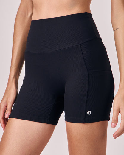 Shorts Biker Rib - Preto