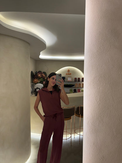 Calça Ampla Casual - Merlot