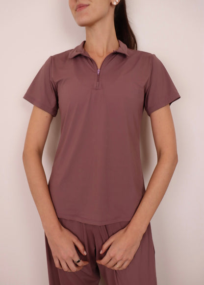 Polo Dry Fit Com Zíper - Mauve