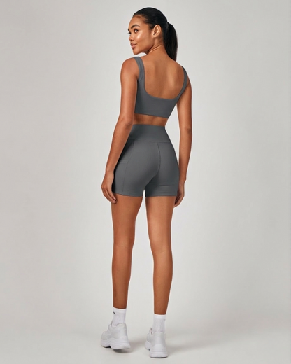 Shorts Biker Rib - Cinza Chumbo